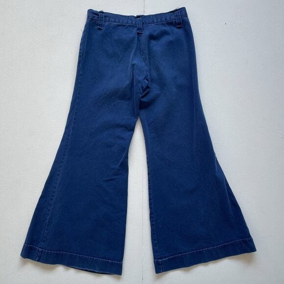 Vintage 70's Blue Bellbottom Pants / Petite / Size 30"W  / Cotton Flares Juniors - Picture 2 of 9